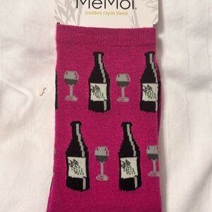 Fun Pink Socks with Wine Design
